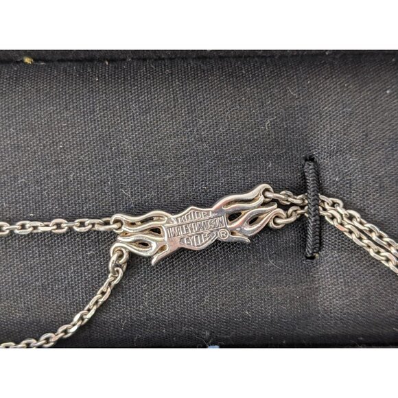 Harley Davidson Sterling Silver 925 Ankle Bracelet Anklet Bar Shiled Flame - Picture 9 of 16